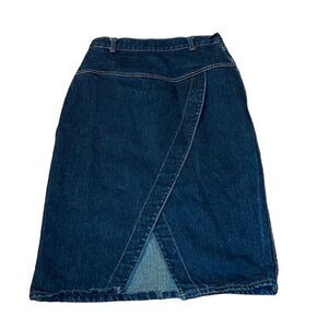Vintage Weathered Blues, Jean Skirt, sexy tulip back slit, 9/10